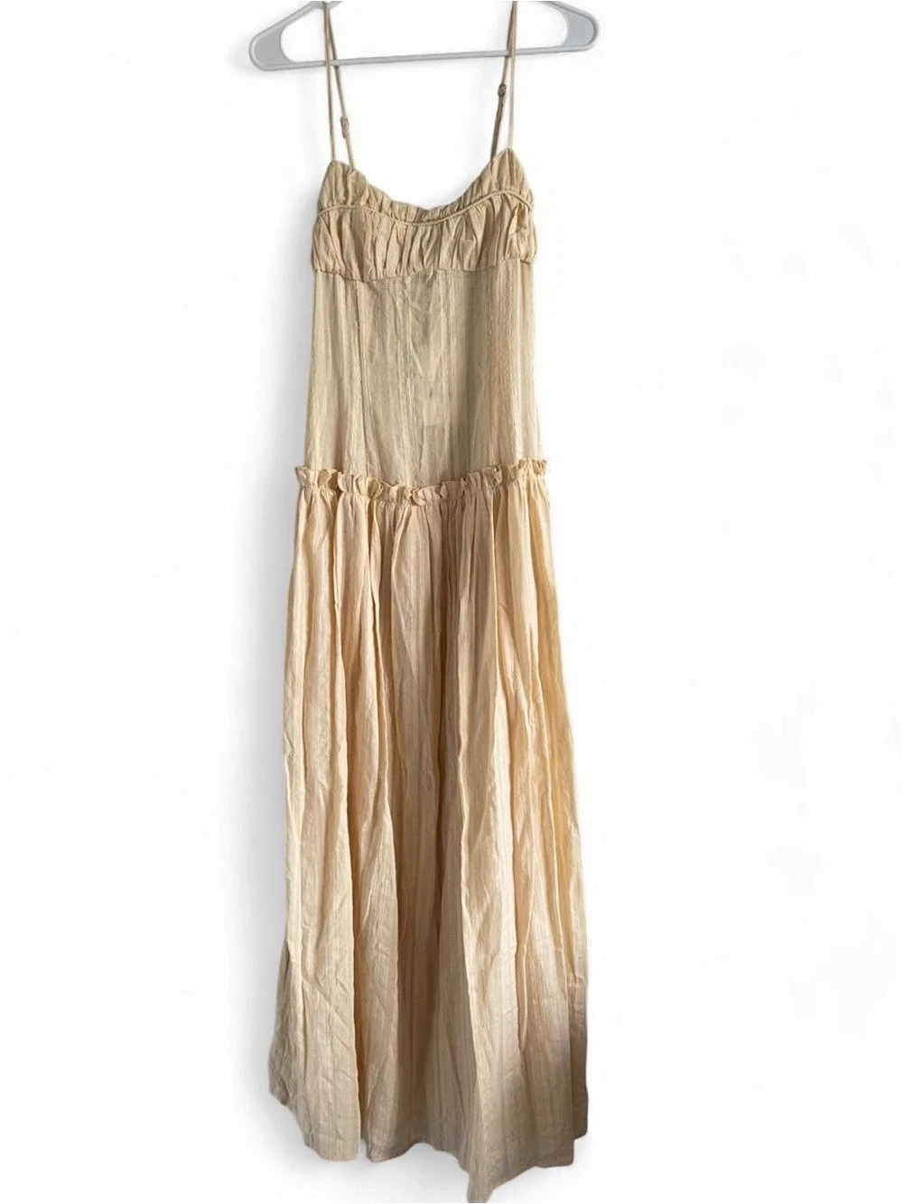 Peppermayo Jacinda Drop Waist Maxi Dress Cream US 4 NWT - Picture 2 of 4